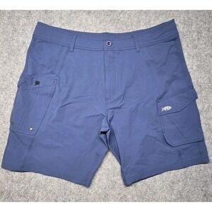 AFTCO Bluewater Cargo Shorts Mens 40 Blue Nylon Stretch Utility Fishing Outdoors